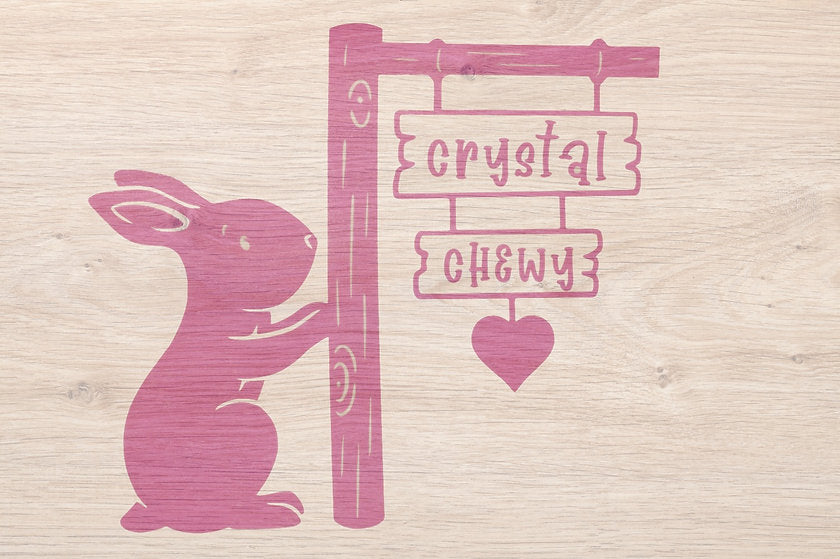 Rabbit with Post Sign Cage Decal