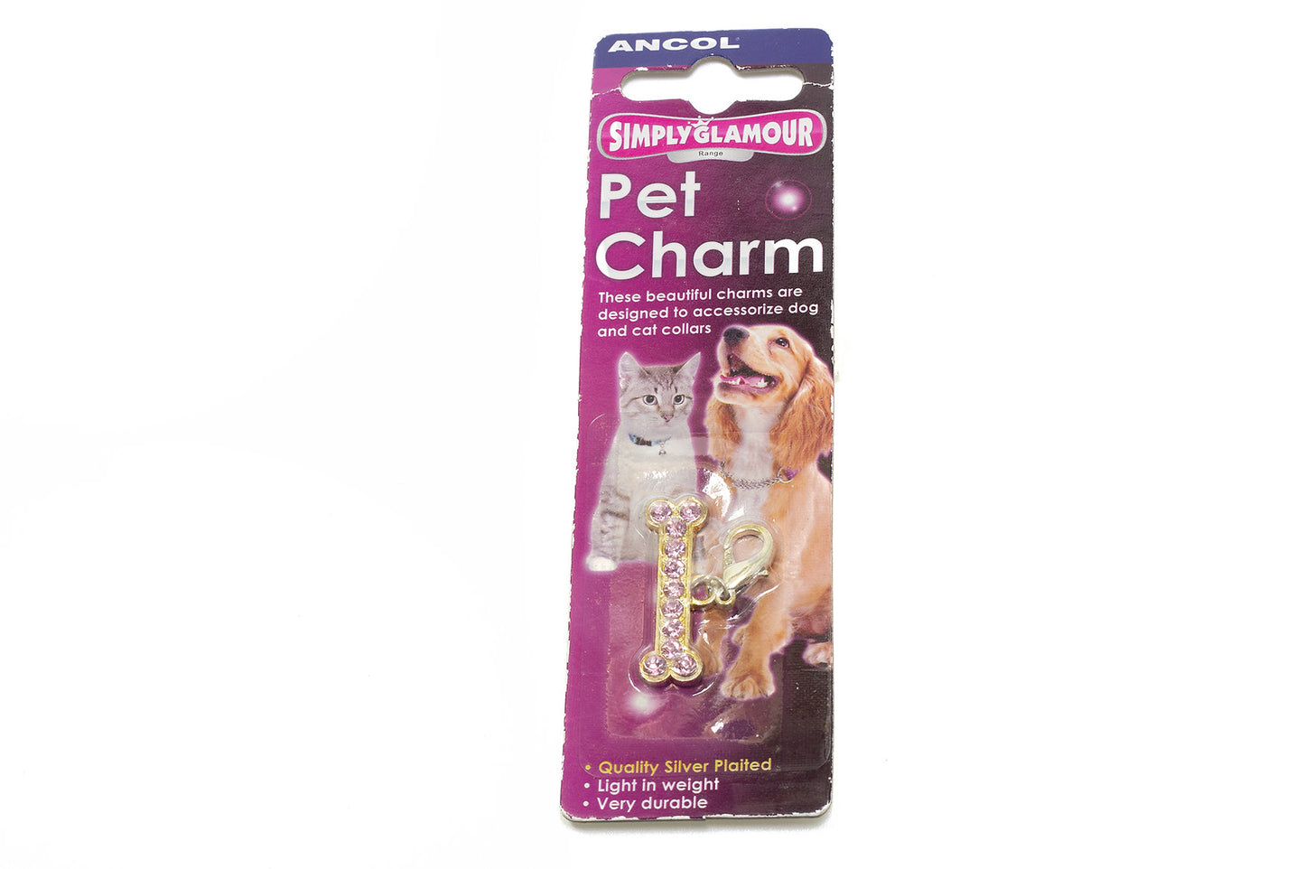 Ancol Pink Diamante Bone Charm