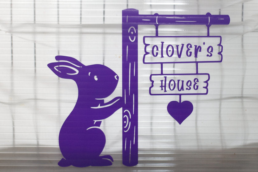 Rabbit with Post Sign Cage Decal