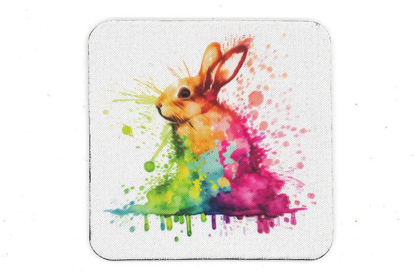 Square Neoprene Rabbit Cup Coster - Misprints M001