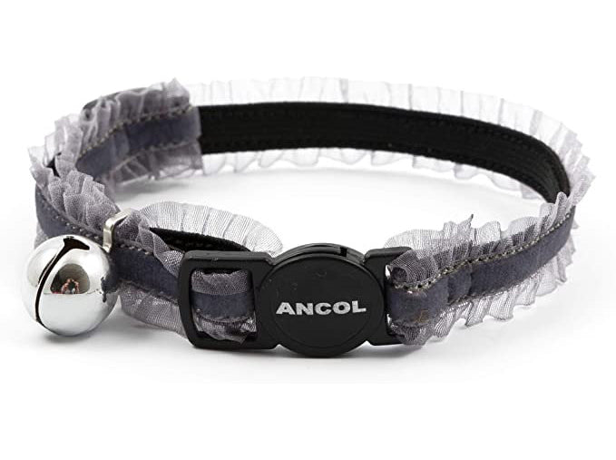 Grey Velvet Frills Cat Collar