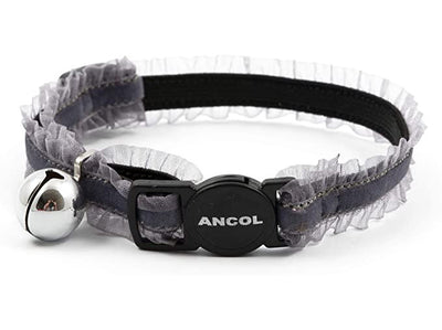 Grey Velvet Frills Cat Collar