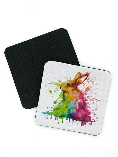 Square Neoprene Rabbit Cup Coster - Misprints M001