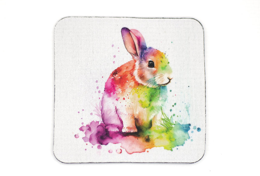 Square Neoprene Rabbit Cup Coster - Misprints M004