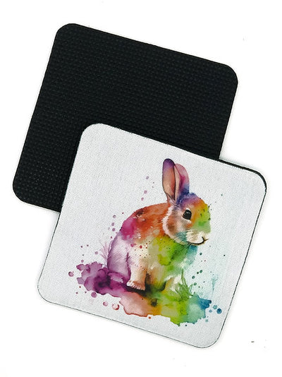 Square Neoprene Rabbit Cup Coster - Misprints M004