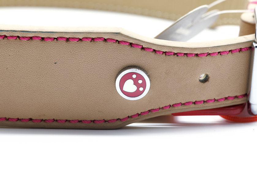 Damaged -  Xtra Large Tan Luxury Leather Dog Collar (22-26")