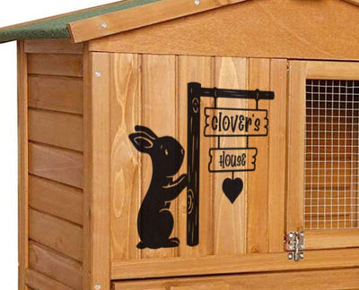 Rabbit with Post Sign Cage Decal