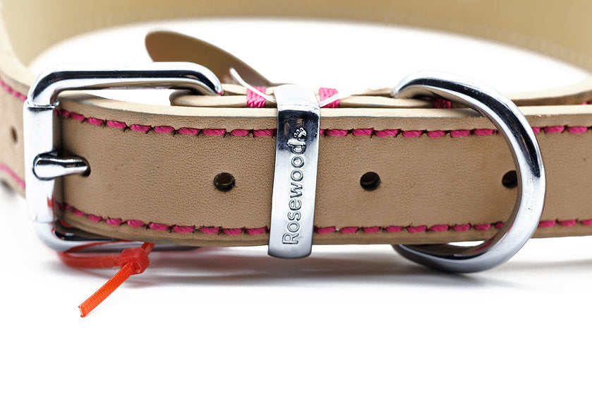 Damaged -  Xtra Large Tan Luxury Leather Dog Collar (22-26")