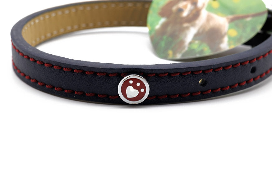 Rosewood Navy Luxury Leather Dog Collar