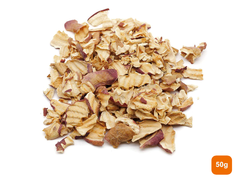A pile of sliced apples 50g