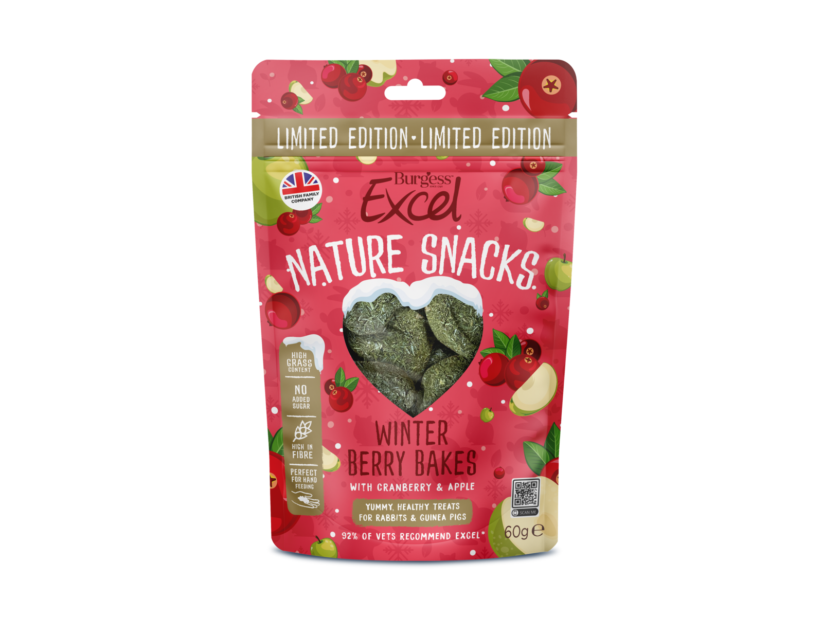Burgess Excel Nature Snacks Winter Berry Bakes packaging on a white background