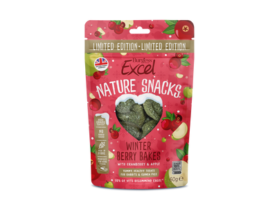 Burgess Excel Nature Snacks Winter Berry Bakes packaging on a white background