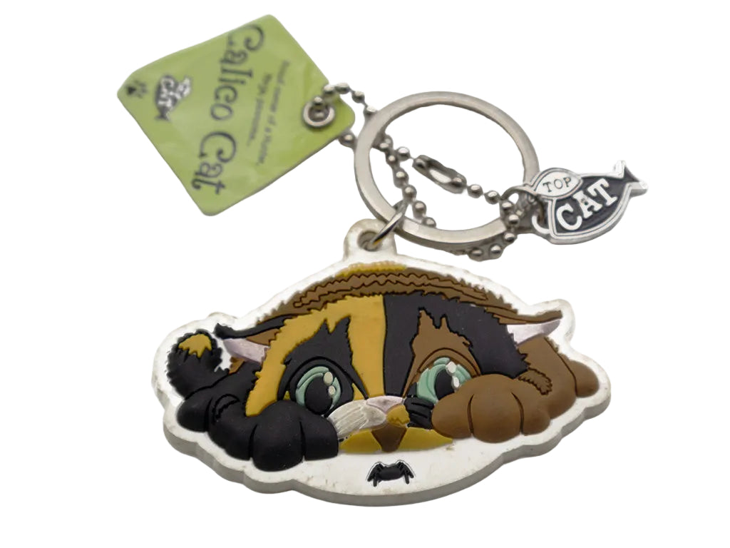 Keychain with cartoon tiger design and 'Top Cat' tag on a white background