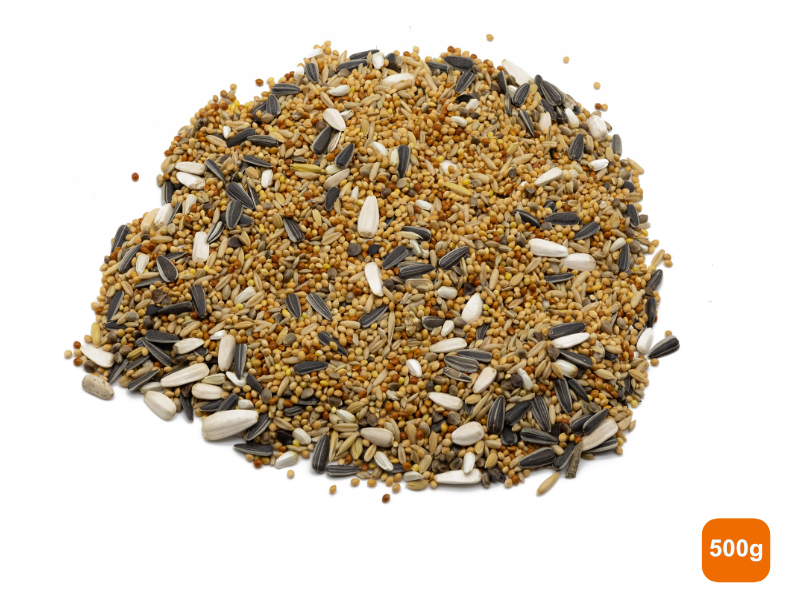 A pile of Cockatiel & Parakeet Seed 500g