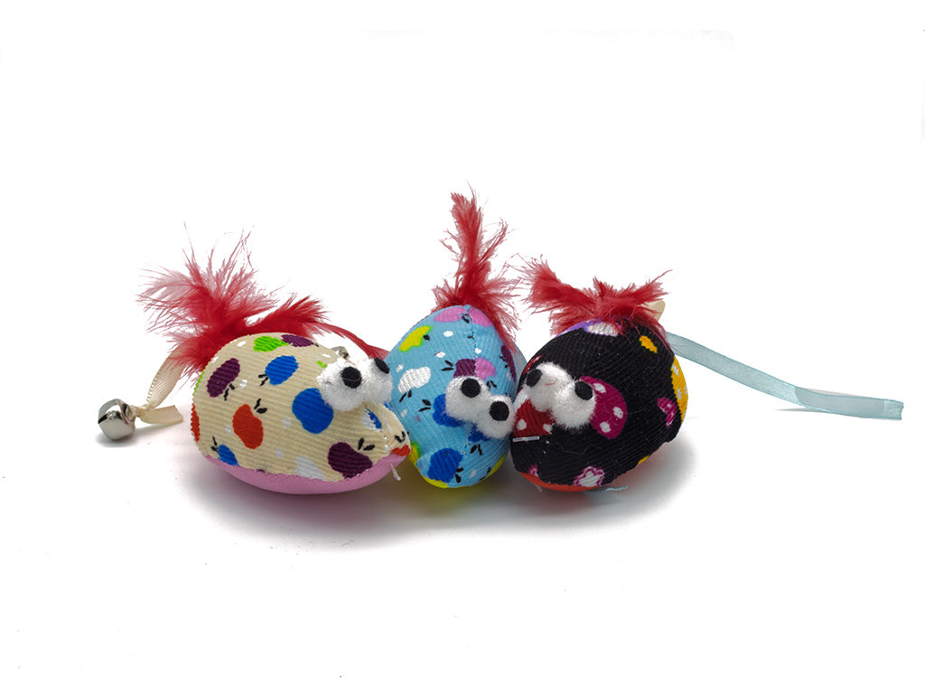 Cheeko Corduroy Mouse Cat Toy 3 different colours