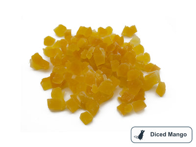 A pile of mango cubes