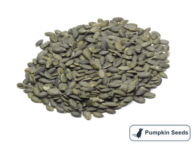 A pile of shelled pumpkin seeds