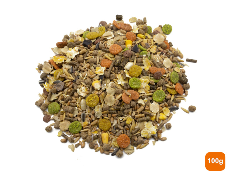 A pile of Small Rodent Food 100g