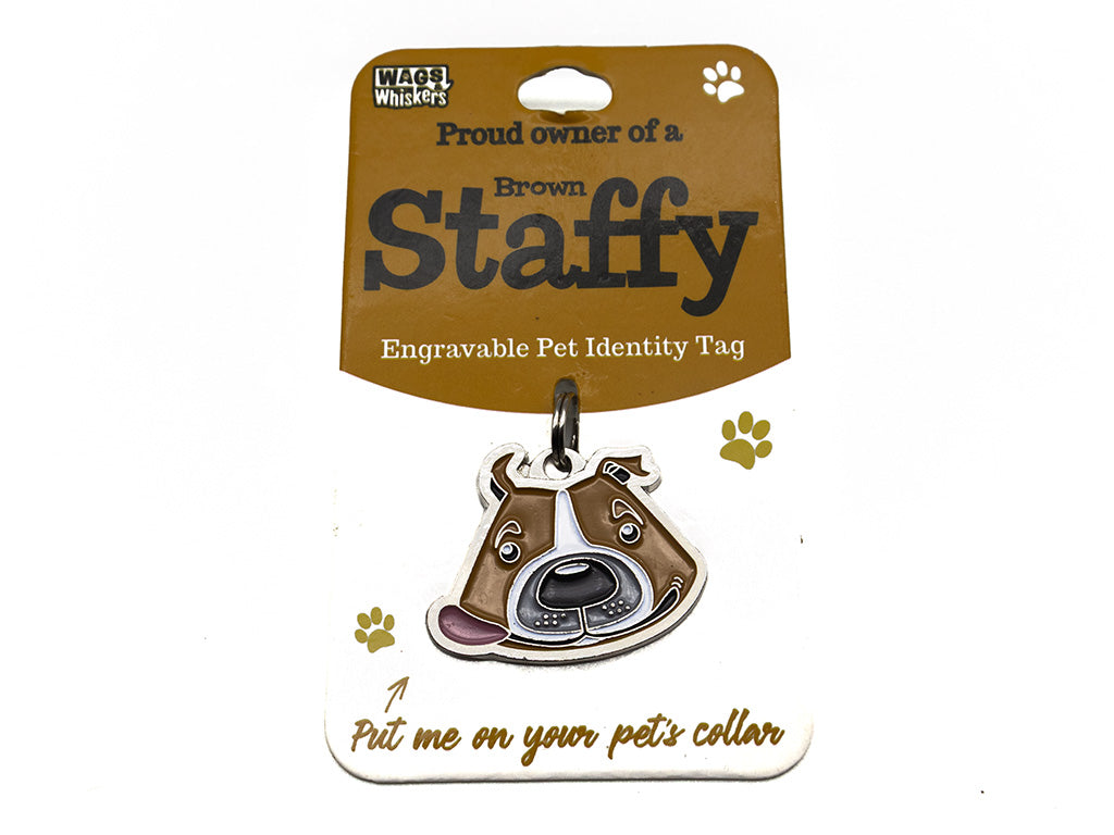 Wags & Whiskers Brown Staffy Dog Identity Tag