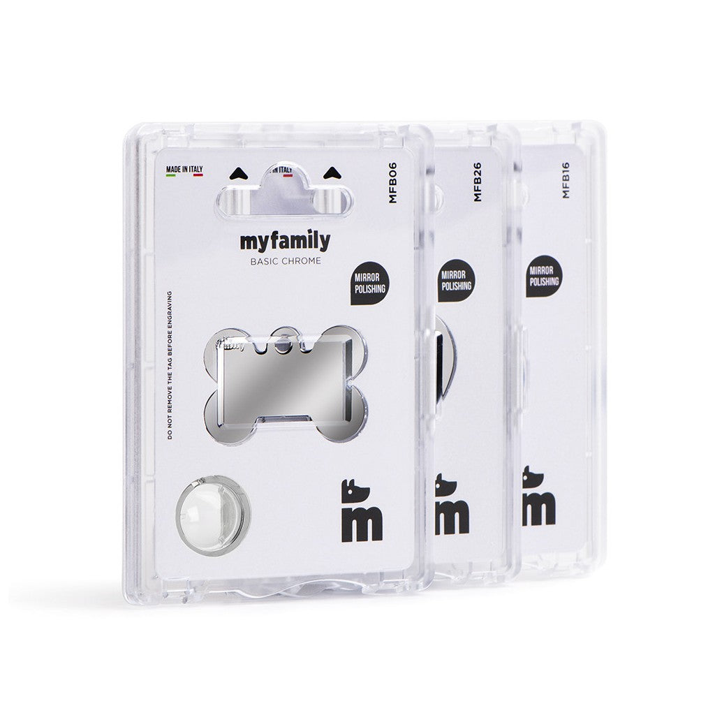 My Family Blank Extra Large Chrome Bone Pet Tag