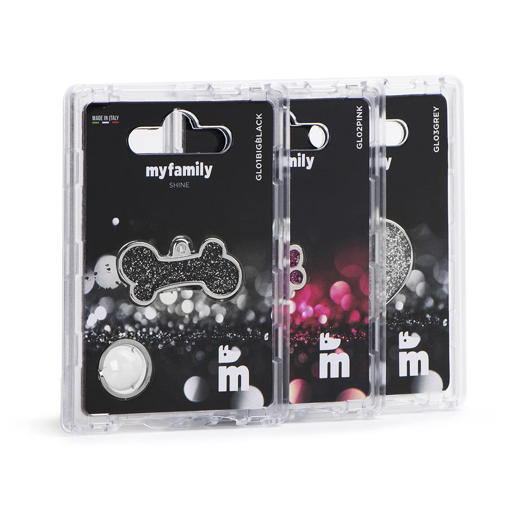 My Family Blank Large Glitter Circle with Paw Pet Tag