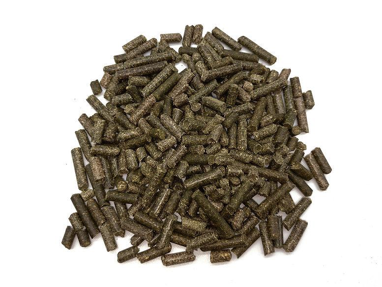 A pile of alfalfa pellets