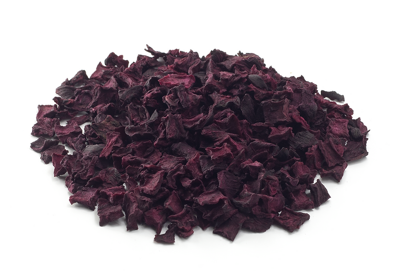 A pile of beetroot flakes