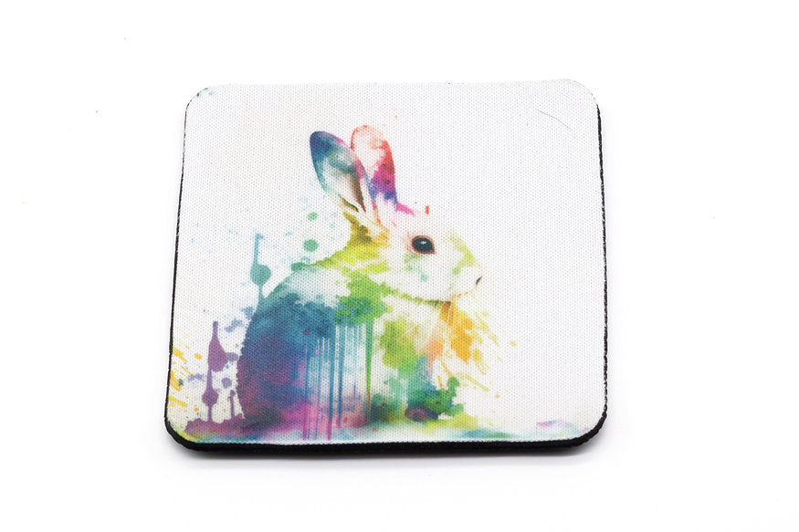 Square Neoprene Rabbit Cup Coster - Misprints M006