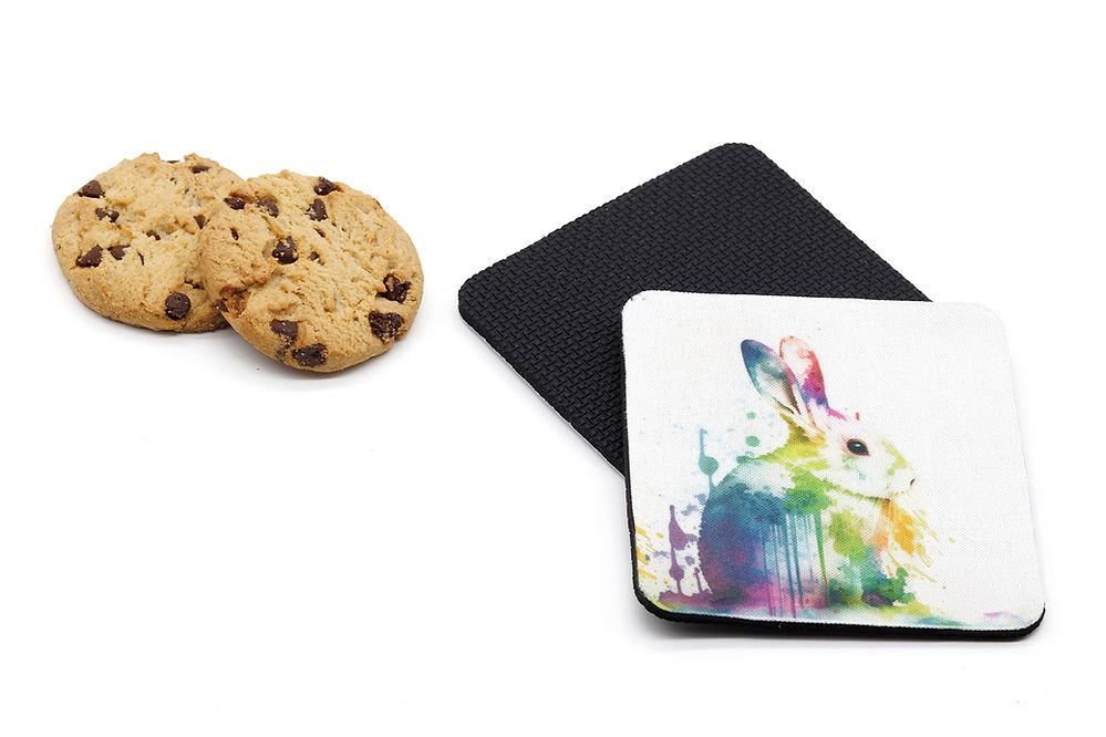 Square Neoprene Rabbit Cup Coster - Misprints M006