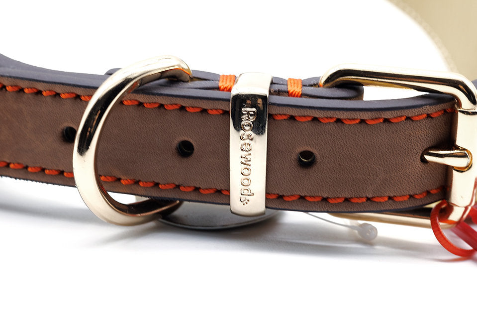 Brown Luxury Leather Dog Collar