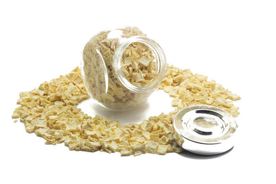 A jar filled with parsnip flakes