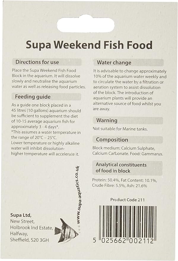 Supa Aquarium Weekend Fish Food