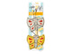A package of two AFP butterfly cat toys,featuring one white and red butterfly and one yellow and orange butterfly, on a white background.