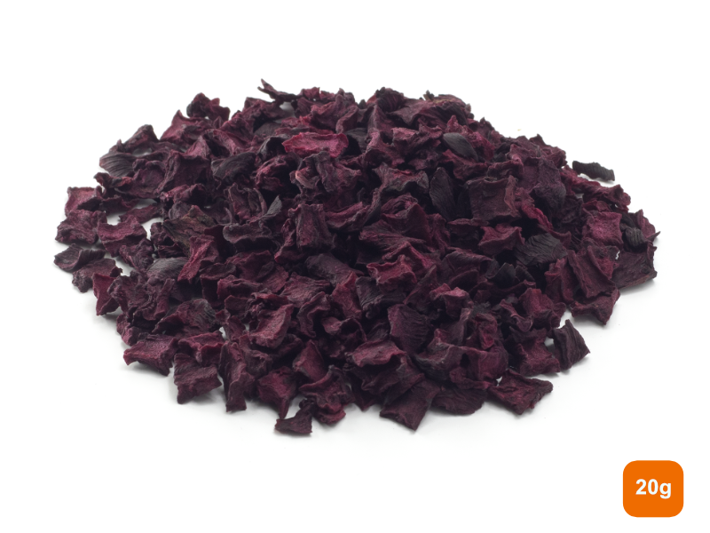 A pile of beetroot flakes 20g