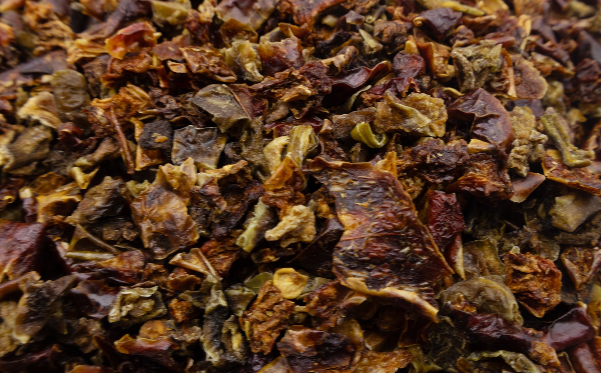 A close up of dried bell peppers