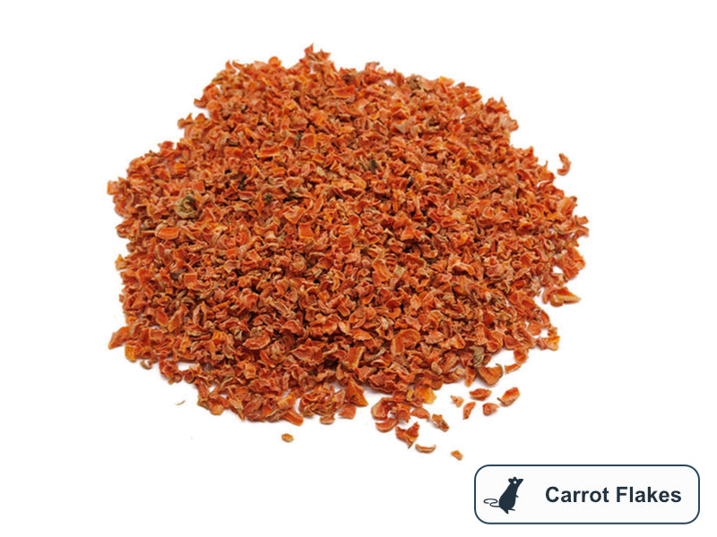 A pile of driead carrot flakes