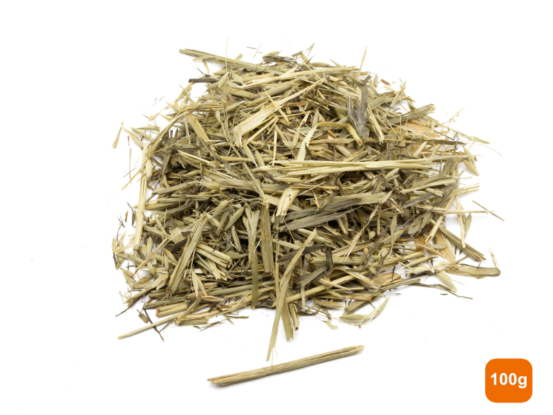 Green Oat forage treat 100g portion on a white background