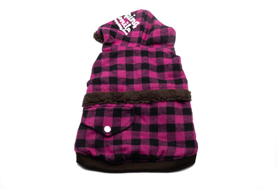 Hooded Checked Dog Coat