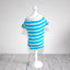 Blue Striped Dog Shirt with Paw Print - Small (Back)