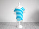 Blue Striped Dog Shirt with Paw Print - Small (Back)