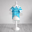 Blue Striped Dog Shirt with Paw Print - Small (Front)