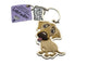 Dog-shaped keychain with a tag on a white background
