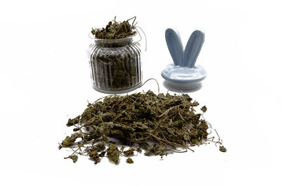 Mallow Leaves a glass jar and on a white background