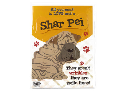 Card with a Shar Pei illustration and text about love andShar Peis.