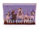 Shaker with illustration of dogs wearing party hats and confetti, with 'Best Dog Ever!' text on a purple background.