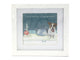 Framed artwork with a dog and kettle illustration and text.