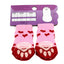 Pair of pink and red pet socks with heart patterns on a white background