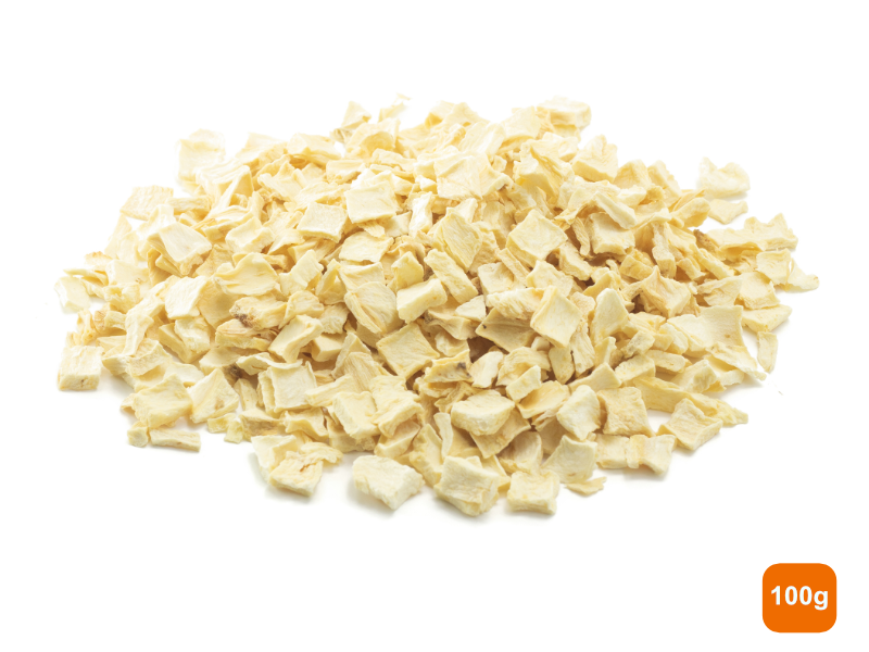 A pile of parsnip flakes 100g