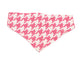 Pink and white houndstooth patterned bandana on a white background