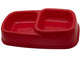 Red plastic tray with compartments on a white background